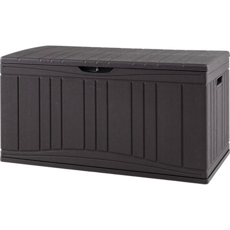 Cassapanca da esterno da 300 litri 114 x 55 x 61 cm impermeabile con molle a gas e texture effetto legno in HDPE marrone 200017770