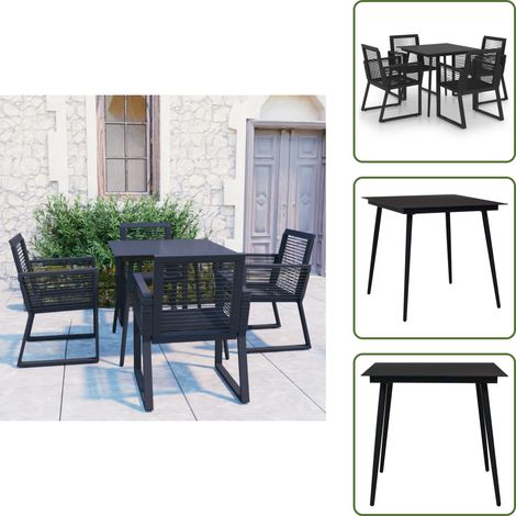 Tavolo in vetro - vidaXL Set da Pranzo da Giardino 5 pz in Rattan PVC Nero - Sedie in rattan