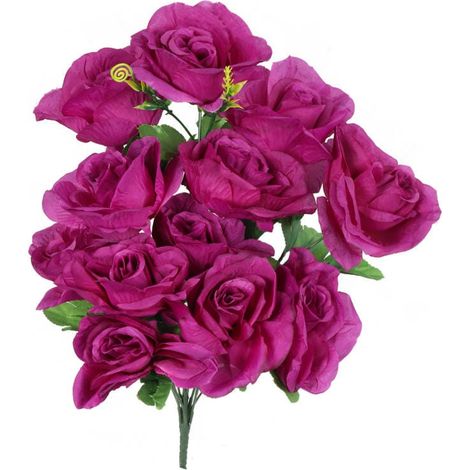 Un bouquet de 12 roses violettes épanouies (1/3)