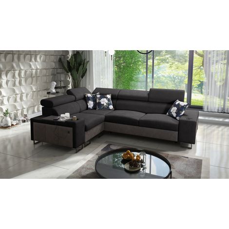 Luxuriöses Ecksofa mit Schlaffunktion MELODY II, für jede Einrichtung Tauro/Freya Graphit/Schwarz Li (1/5)