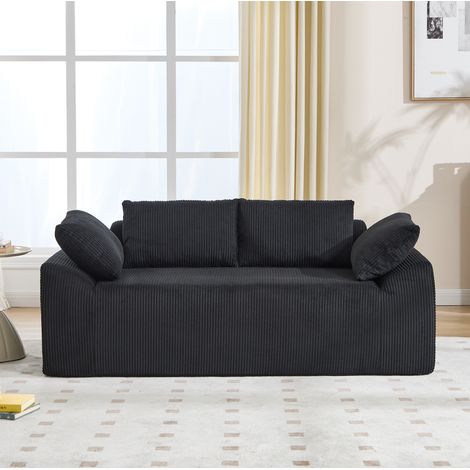 Sofá de 2 plazas de tela negra, sin montaje, 170 x 86 x 60 cm HAVRYA (1/5)