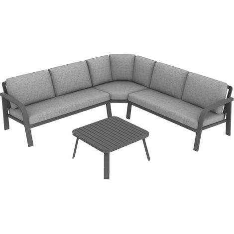 PROLOISIRS Set angle Grasse III en aluminium avec coussins - grey/gris