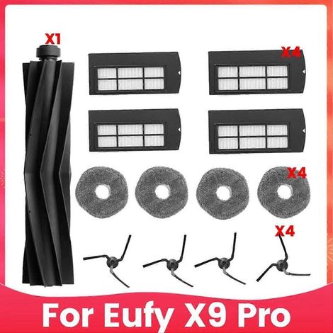 Pièces de rechange compatibles pour aspirateur robot Eufy X9 Pro : brosse rotative + filtre + panneau latéral (qualité) (1/5)