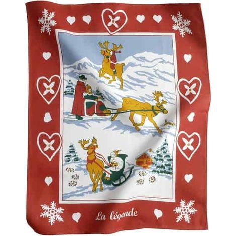 Torchon de cuisine « La Légende » – Esprit Montagne – Rouge ou Marron – 100 % Coton - 50x70cm - Rouge