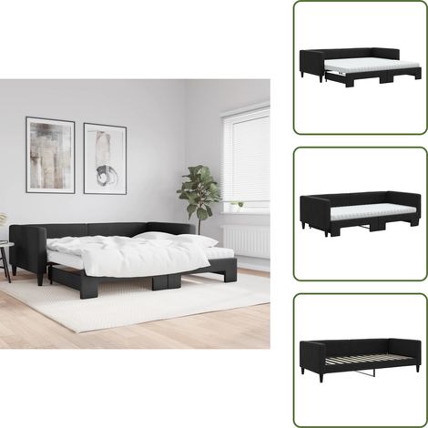 Sofá cama con cama nido - vidaXL Sofá cama nido con colchón tela negro 100x200 cm - Cama doble