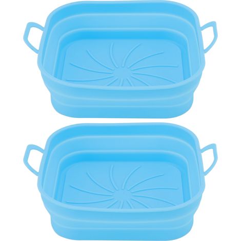 Lot de 2 Paniers Silicone Friteuse Air Chaud, Résistant 220°C, Antiadhésif, Bleu, Réutilisable et Facile à Nettoyer (1/5)
