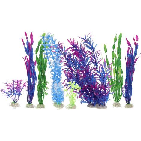 Plantes d'eau d'algues artificielles 8 pièces, décorations de plantes d'aquarium en plastique pour la décoration d'aquarium (1/5)