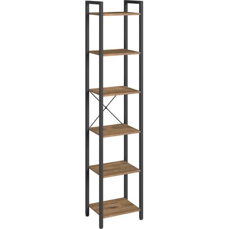 Libreria a 6 ripiani mobile contenitore aperto per ufficio soggiorno camera da letto 40 x 30 x 1786 cm marrone rustico e nero 120004188