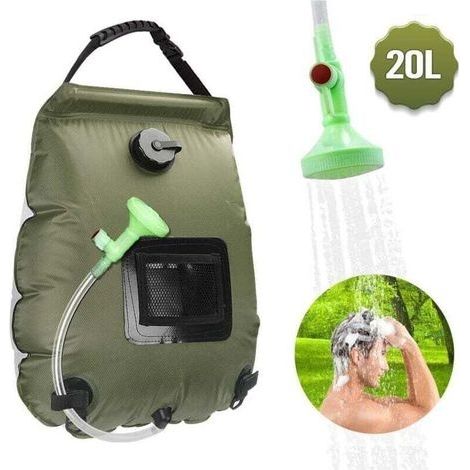 Douch Solaire Portable 20L Sac Eau Chauffe Eau Camping Douche Exterieur Piscine Jardin Pliable (1/4)