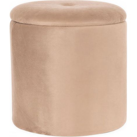 Marvin Pouf Contenitore in Velluto Selina Sgabello Salvaspazio con Vano Portaoggetti Seduta Moderna Elegante per Soggiorno Camera da Letto Beige (1/4)