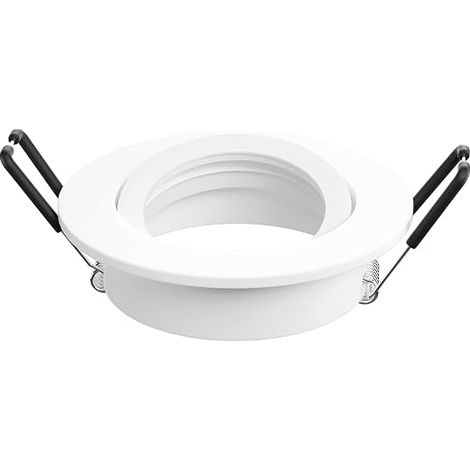 Spot Encastrable GU10 Aluminium, Orientables Blanc Support Spot Encastrable Cadre De Montage Avec Douille GU10, Rond Spot de Plafond 68mm plat LED, Trou de montage ø60-75mm (1/4)