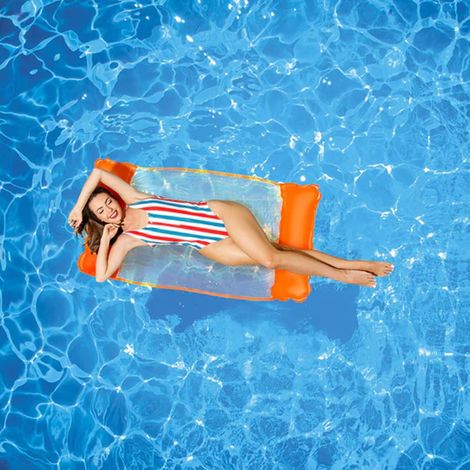TRADE SHOP - Amaca Materassino Gonfiabile Galleggiante Relax Mare Piscina Fondo A Rete - (1/2)