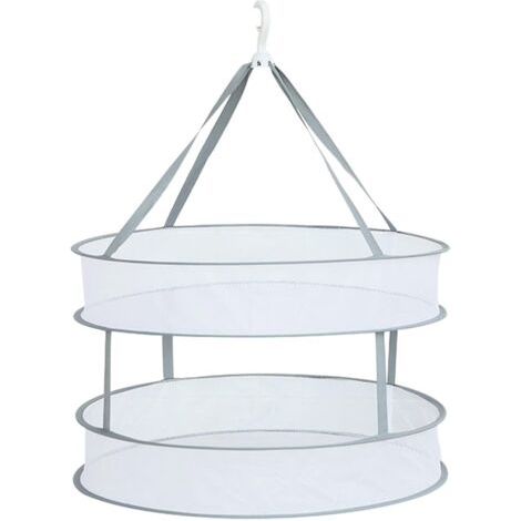 QORVA-Panier de séchage double pliable 48cm de diamètre, Panier de séchage de vêtements suspendus Panier de séchage en maille pliable Panier de séchage pliable pour pulls