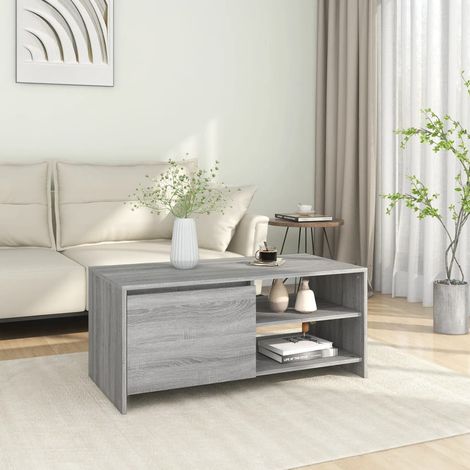 Table Basse de Salon Élégante,Table Canapé Sonoma gris 102x50x45 cm Bois d'ingénierie -FR86775 (1/3)