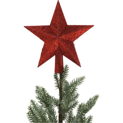 BURI Baumspitze Stern Christbaumspitze Tannenbaumspitze Baumschmuck Weihnachtsdeko - rot