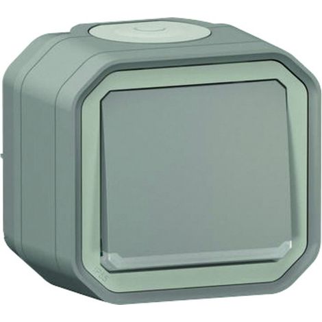 Interruptor pulsador empotrado luminoso gris - Plexo - Legrand