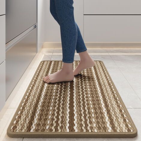 Paillasson marron 45 x 70 cm 1 tapis de cuisine Tapis absorbant l'huile, absorbant l'eau, résistant aux taches, antidérapant Paillasson d'entrée (1/5)
