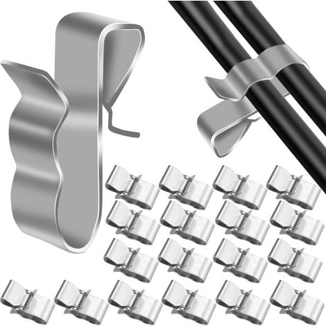 Clips Câbles Clips de Fil Métallique Remorque Cadre de Câble Pince en Acier Inoxydable Cavalier Cable Electrique Clips Rangement de Câble pour Panneau Solaire Photovoltaïque 50Pcs (1/4)