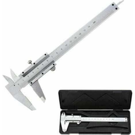 Analoger Messschieber aus Edelstahl, 150 mm/0,02 mm, hochpräzises Mikrometer mit Tiefenmessung, für den professionellen Innen- und Außeneinsatz – Crezuo