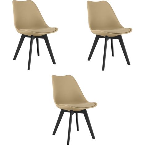 Chaise Mark - beige foncé / pieds noirs x 3 (1/5)
