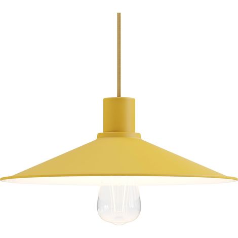 Lampada a sospensione Made in Italy completa di cavo tessile, paralume Swing Pastel e finiture in metallo  Con lampadina - Mostarda - Matter ON/OFF