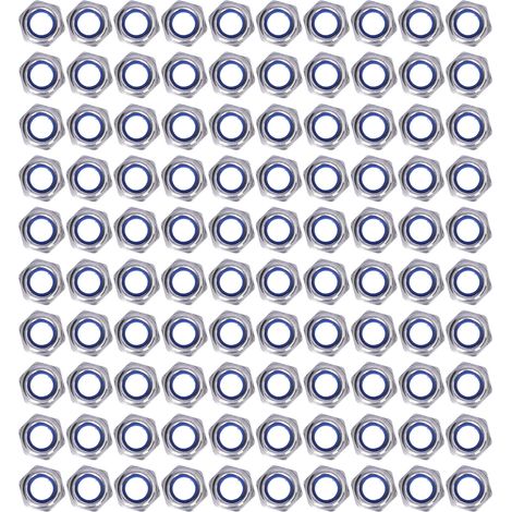 Kit de 100 écrous de blocage à insert nylon en acier inoxydable pour la maintenance M6 (1/5)