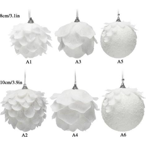 Boule de Noël - - Mousse blanche - 10 cm - Décoration suspendue - Mixte (1/4)