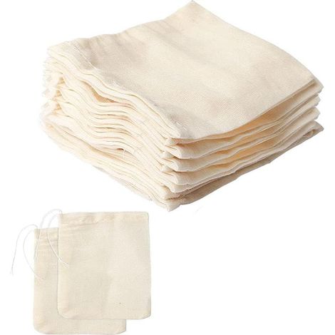 Lot de 30 pochettes de rangement en coton avec cordon de serrage, sachets réutilisables non blanchis pour emballage alimentaire (8 x 10 cm) (1/5)