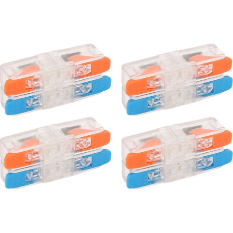 Lot de 10 connecteurs électriques H62W2 2 entrées 2 sorties, fil 0,5-6mm², répartiteur rapide, 41A 450V, raccordement instantané (1/5)