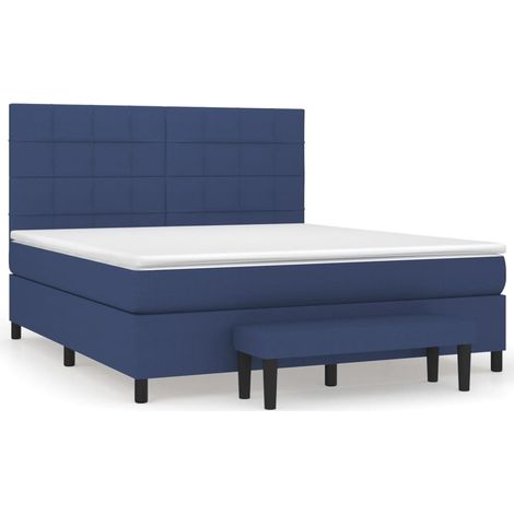 Maison Exclusive - Sommier à lattes de lit avec matelas Bleu 160x200 cm Tissu (1/5)