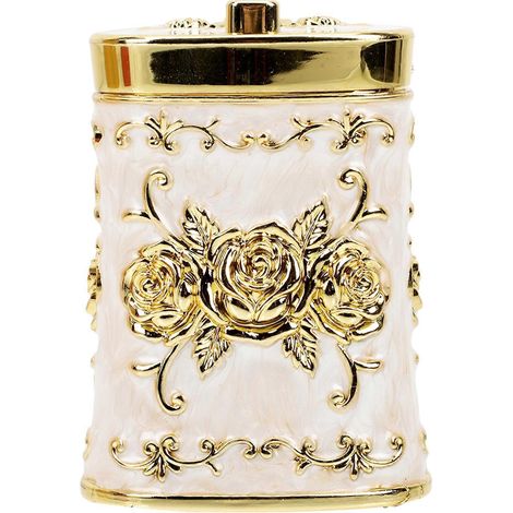 Boîte de rangement décorative pour cure-dents, style européen rétro.-9.5x6cm-White (1/4)
