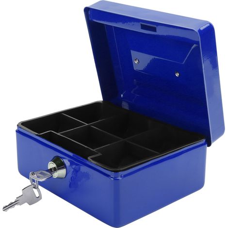 Coffre-fort portable 6 pouces avec serrure à clé, idéal pour bureau et maison - Bleu