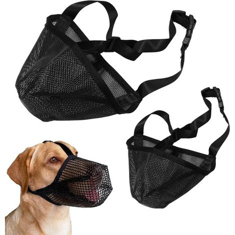 Museruola per cani in due pezzi, traspirante, realizzata in rete di nylon. Museruola regolabile. Impedisce che il cane tiri al guinzaglio. Previene la chiusura accidentale. (1/5)