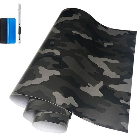 Camouflage Vinylfolie 30x150cm Rot/Schwarz Dehnbar Wasserdicht (1/5)
