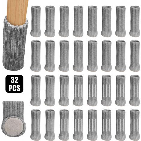 Gris32Pcs Chaussettes de Chaise Mobilier en Feutre pour Pieds de ChaiseTable Tampons Plancher ProtègeÉvitez Les Rayures et Le 32pcs Gris (1/5)