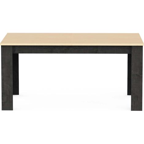 Table à manger extensible couleur chêne / anthracite - Largeur 155/205 x Profondeur 90 x Hauteur 73,8 cm (1/5)