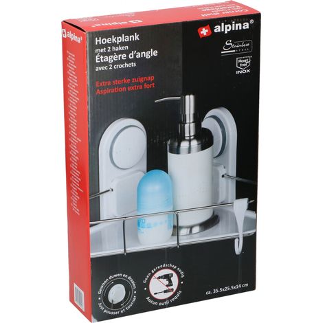 Alpina Badablage Eckablage inkl 2 Haken 35,5 x 25,5 x 14 cm Duschablage (1/5)