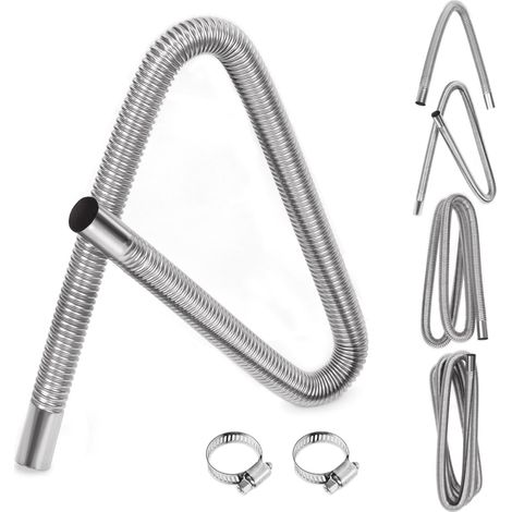Kit de 3 pièces de tuyau d'échappement en acier inoxydable de 39 pouces avec colliers de serrage, 1" de réservoir de carburant interne pour tuyau de dégazage flexible en diesel et gaz (1/5)