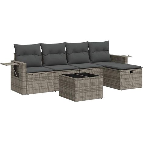 vidaXL Set Divano da Giardino 6 pz con Cuscini Grigio in (1/5)