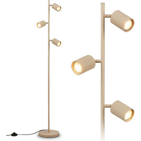 Briloner Stehlampe Schwenkbar 22x141 cm GU10 Fassung max. 9W Fußtaster Beige - Stehleuchte Wohnzimmer Schlafzimmer Büro (1/5)