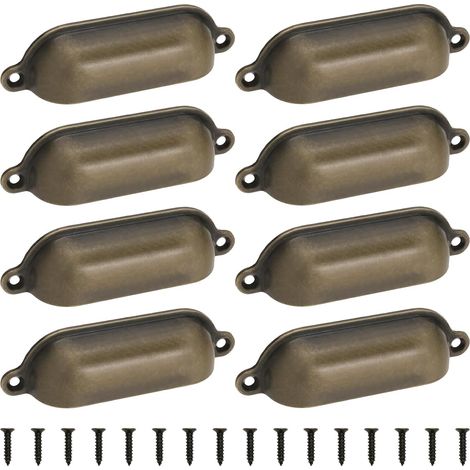 Schubladengriffe, 100 x 25 mm, Retro-Stil, Möbelgriffe, Bronze, Muschelform, Retro-Griff für Küchenschränke und Schubladen (1/5)