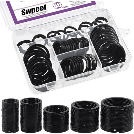 Juego de 60 llaveros planos multiusos de metal para llaves de casa, llaves de coche y colgantes – 20 mm, 25 mm, 30 mm, 35 mm, 38 mm (1/5)