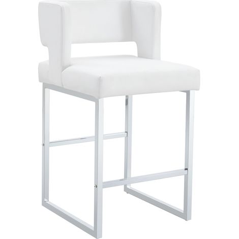 Set di 2 sgabelli da bar nordici bianchi e argento in metallo e PU (1/5)
