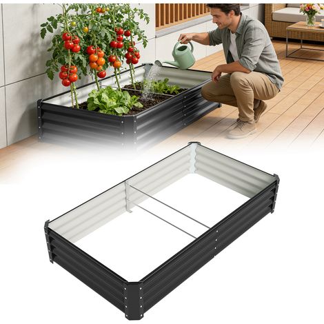 TolleTour Hochbeet Metall 160x90x30cm Gartenbeet Verzinkt Pflanzkasten für Gemüse & Kräuter, Stabiles Hochpflanzbeet Wetterfest Bodenlos mit Stützstange, Grün