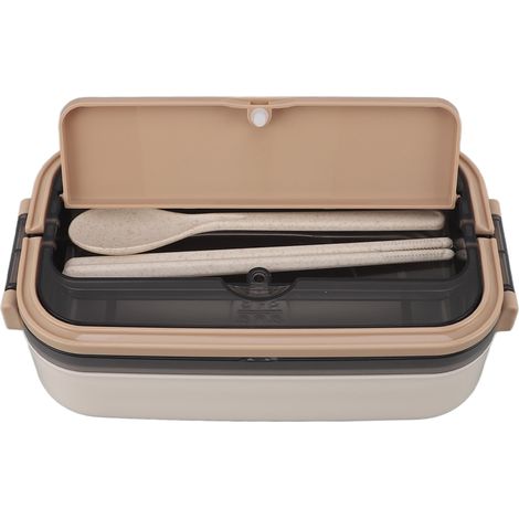 Bento-Lunchbox aus Edelstahl 316, 700 ml Fassungsvermögen, auslaufsicher, mikrowellengeeignet, ideal für Schule und Büro, cremefarben (1/5)