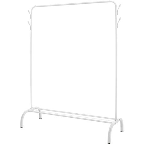 Holdfiturn Clothes Rail, Single Pole Clothing Rail for Bedroom, Multifunctional Metal Hanging Rails, Heavy Duty Clothes Rack, Coat Rack, Garment Drying Rack with Shoe Storage Shelf for Hallway White (1/2)