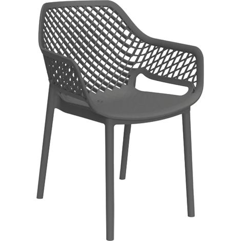 SEDIA IN POLIPROPILENE SCHIENALE FORATO 'ARIA ARMCHAIR' grafite  - BICA