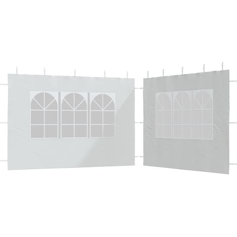Paroi de tente de réception 2 pcs avec fenêtre PE Blanc (1/5)