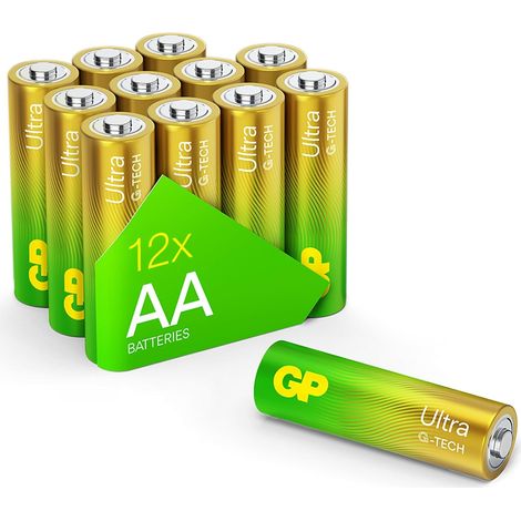Lot de 12 Piles alcalines AA Longlife 1,5 V LR06 Nouvelle Technologie G-Tech (1/5)