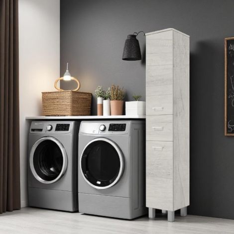 Colonna singola a terra GAIA 2 ante DX 1 cassetto H195 Quercia Bianco (1/2)
